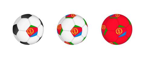 Collection football ball with the Eritrea flag. Soccer equipment mockup with flag in three distinct configurations. vector