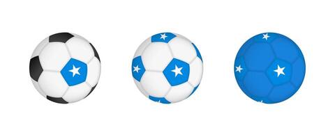 Collection football ball with the Somalia flag. Soccer equipment mockup with flag in three distinct configurations. vector