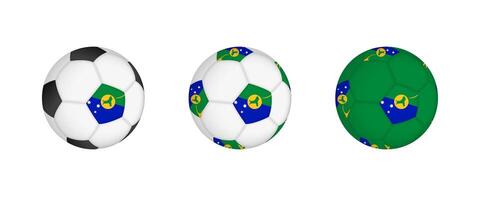 Collection football ball with the Christmas Island flag. Soccer equipment mockup with flag in three distinct configurations. vector
