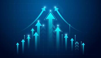 A cluster of bold blue arrows shoot upward, representing rapid momentum and accelerated progress. symbolizing steady and strong growth over time. used in business growing vector