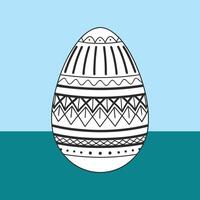Elegant Easter Egg with Black and White Patterns on Blue Background vector