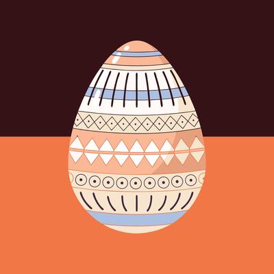 Elegant Easter Egg with Intricate Geometric Patterns on Warm Background