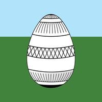 Decorative Easter Egg with Black and White Intricate Patterns vector