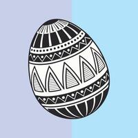 Intricate Easter Egg with Black and White Patterns on Gradient Background vector