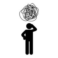 Man thinking, scratching head and trying to find solution, trying to find a solution to his problem vector