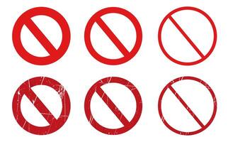 Restriction Sign Icons, red circle with a red diagonal line, no entry sign vector