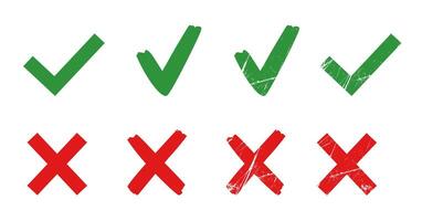 Yes no icon, Check mark and cross symbols, Check box tick mark icon set vector