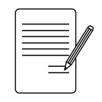 Pencil with paper icon, Contract business icon vector