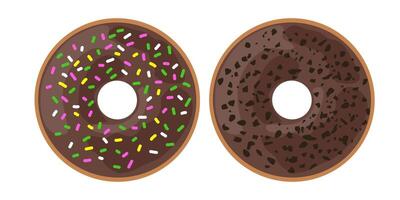 Donuts with Chocolate Glaze and sprinkle choco cookie crumbs Frosting Icon Illustration Background vector