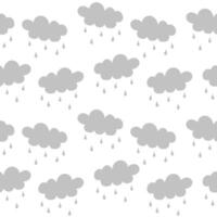 seamless pattern with grey clouds and rain drops on white background vector