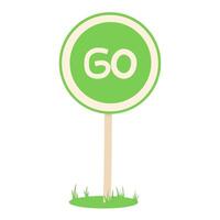 go sign on white background. flat style. green go sign with grass. go traffic symbol. vector