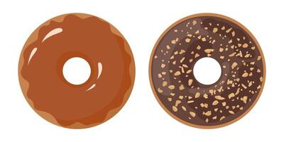Donut caramel and donut with Chocolate Glaze frosting with cookie crumbs, Icon Illustration Background vector