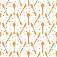 Seamless Kitchen Pattern with Spoon, Fork, and Knife Repeating Culinary Design vector