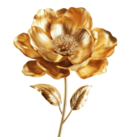 Golden flower with leaves isolated on transparent background png