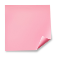 Blank pink paper note with curl isolated on transparent background png