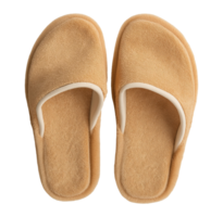 Soft fluffy orange home slippers isolated on transparent background png