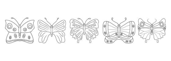 Five Butterfly set - Abstract and Detailed Wing Designs in a Minimal Black and White Style. vector
