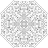 Octagonal Mandala Design with Geometric and Floral Elements. Ideal for Coloring Pages and Modern Decorative Use vector