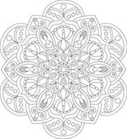 Mandala Design with Geometric Shapes and Swirling Patterns. Ideal for Spiritual and Mindful Coloring Projects vector
