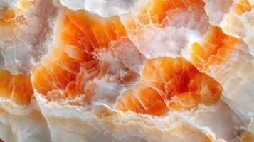 Close-up of orange and white banded mineral. photo