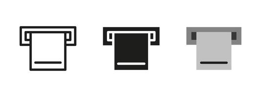 Ticket receipt icon. Paper slip emerging from a machine slot illustration. Symbol for parking payment terminal, printed receipt or automated transaction ticket in kiosks and booths. vector