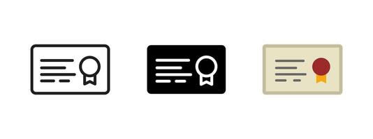 Certificate icon. Awarded diploma with ribbon illustration. Symbol of achievement and educational recognition. Official document icon for qualifications. Academic success and approval pictogram vector
