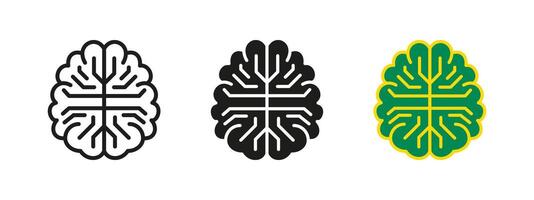 Brain icon. Abstract neural structure with symmetrical lines illustration. Symbol of thinking and mental processing. Cognitive science and human intelligence pictogram. vector