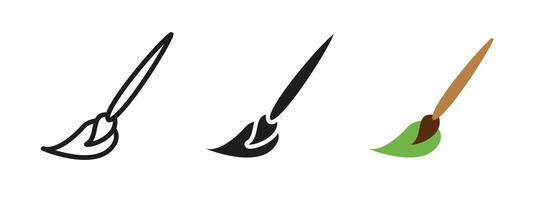 Brush icon. Artistic paint tool illustration. Drawing and coloring symbol with dynamic stroke. Creative instrument for painting, design and visual expression. vector