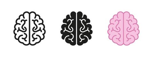 Brain icon. Human organ illustration with symmetrical curved lobes. Symbol of intelligence, memory and cognitive function. Medical and science pictogram for mental health and neural activity. vector