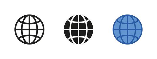 Globe icon. Planet Earth illustration. Global sphere symbol representing the internet and worldwide web. Digital communication and online connection pictogram. International network sign. vector