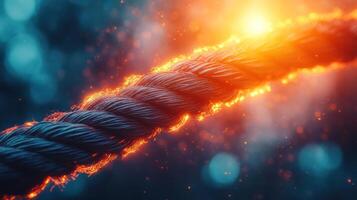 Close-up of glowing rope with a dramatic effect. photo