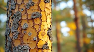 Close-up of textured tree bark in natural setting. with bokeh photo
