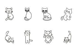 Playful Cat Collection Delightful collection of minimalist cat illustrations showcasing a variety of poses and expressions. Perfect for designs vector