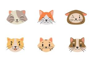 Cartoon Cat Collection A delightful collection of cartoon cats with varying expressions, colors, and patterns. Showcasing the charm and playfulness of feline companions vector