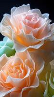 Delicate pastel roses with intricate petals. photo