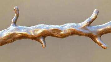 A textured bronze branch with natural details. photo