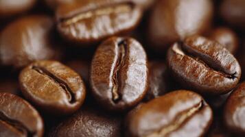 Close-up of roasted coffee beans. photo