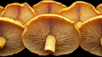 Close-up of vibrant mushroom gills and caps. photo