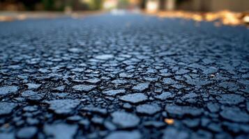 Close-up macro of textured asphalt surface. photo