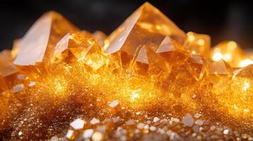 Close-up of shimmering orange crystals. photo