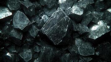 Close-up of dark, textured mineral rocks. photo