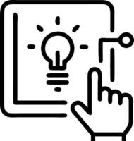 A hand pointing to a light bulb on a white background vector