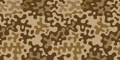 Brown camouflage seamless pattern. Modern military camo texture. Desert masking color vector