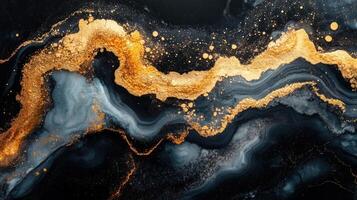 Abstract design with gold and blue swirls. photo