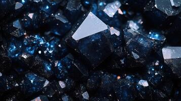 Close-up of dark, sparkling crystalline structures. photo