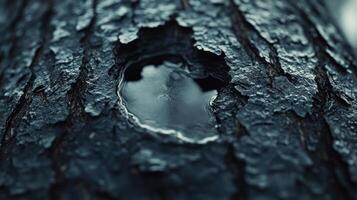 Close-up of tree bark with water pooling. photo