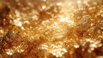 Close-up of shimmering golden texture. photo
