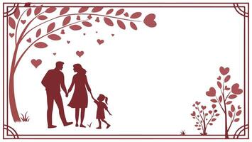 A family is standing in front of a tree with hearts vector