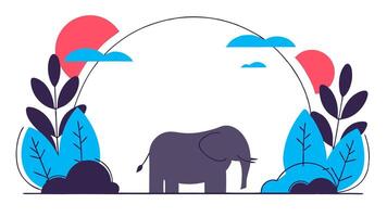 An elephant is standing in the middle of a forest vector