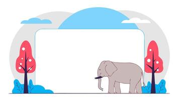 An elephant is standing in front of a blank frame vector